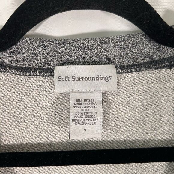 Soft Surroundings Sweater Women's Small Grey 3/4 Sleeve Crew Neck 100% Cotton - Picture 5 of 6